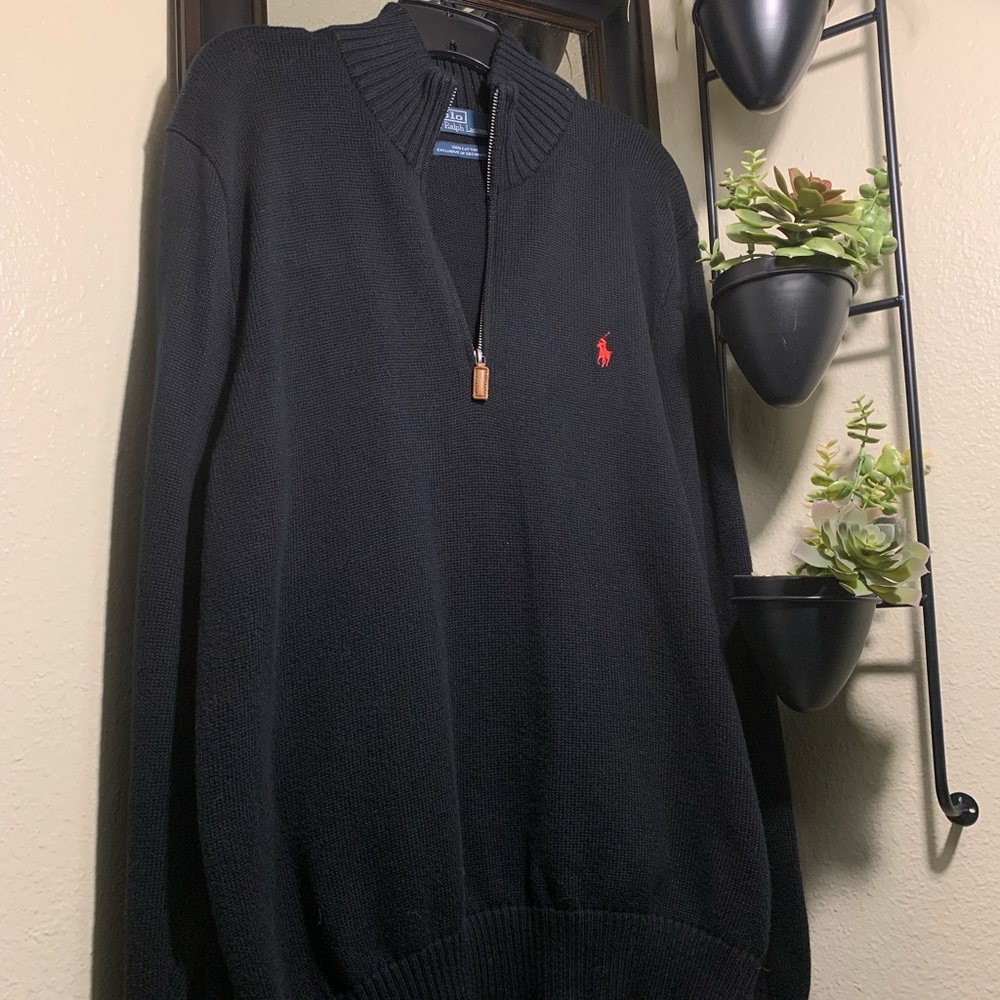EUC Ralph Lauren POLO black quarter zip sweater!